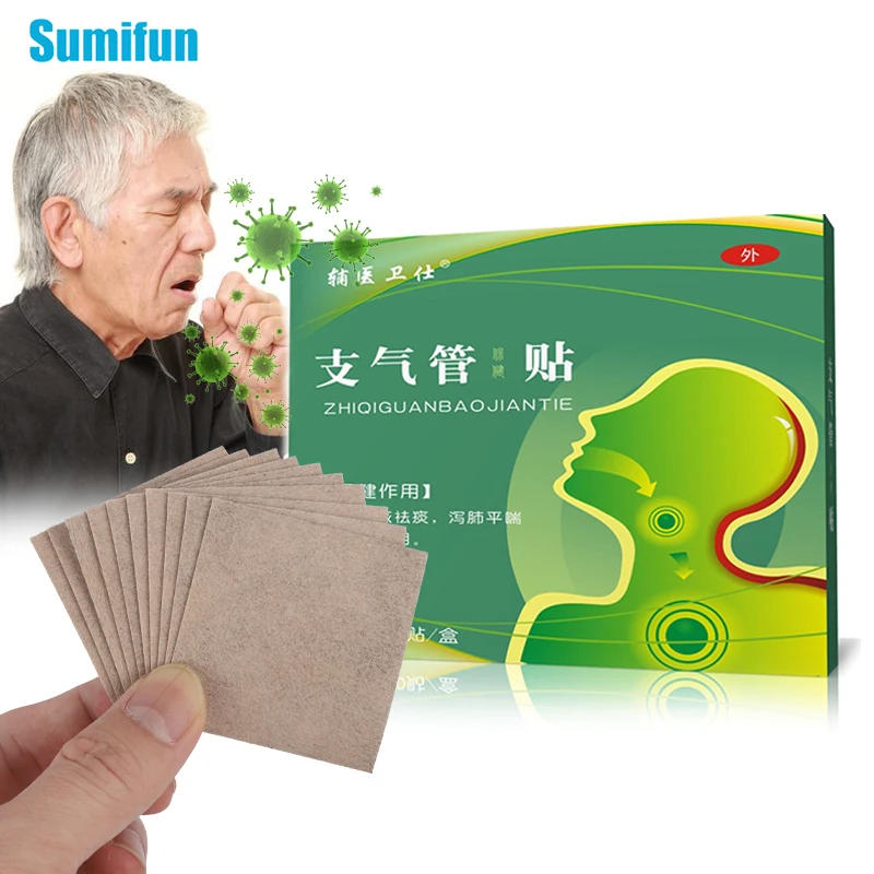 10Pc/Box Bronchitis Treatment Patch Cold Stop Coughing Stickers Sore Throat Pharyngitis Bronchus Pain Relief Health Care Plaster