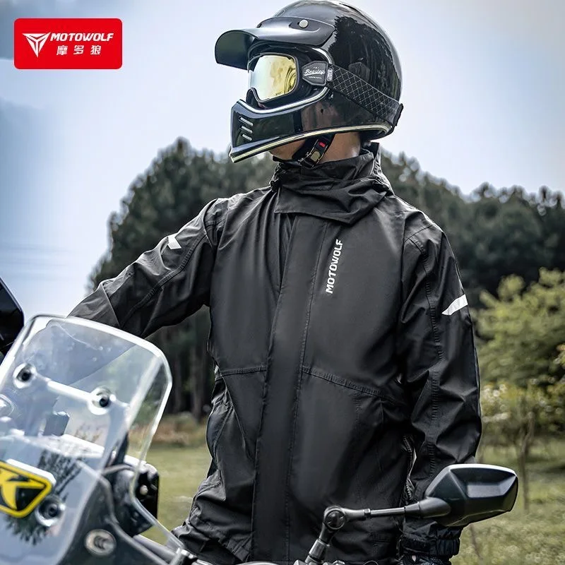 MOTOWOLF Motorcycle Raincoat Suit Rainstorm Prevention Waterproof Jacket Pants Motorcyclist Rider Raincoat Camping Outdoor