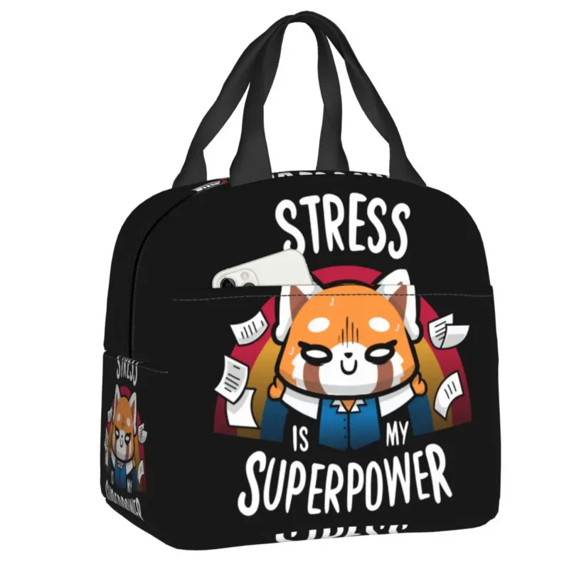 

Aggretsuko теплоизолированные сумки для ланча, Женская агрессивная Retsuko Портативная сумка для ланча для школы, многофункциональная коробка для еды