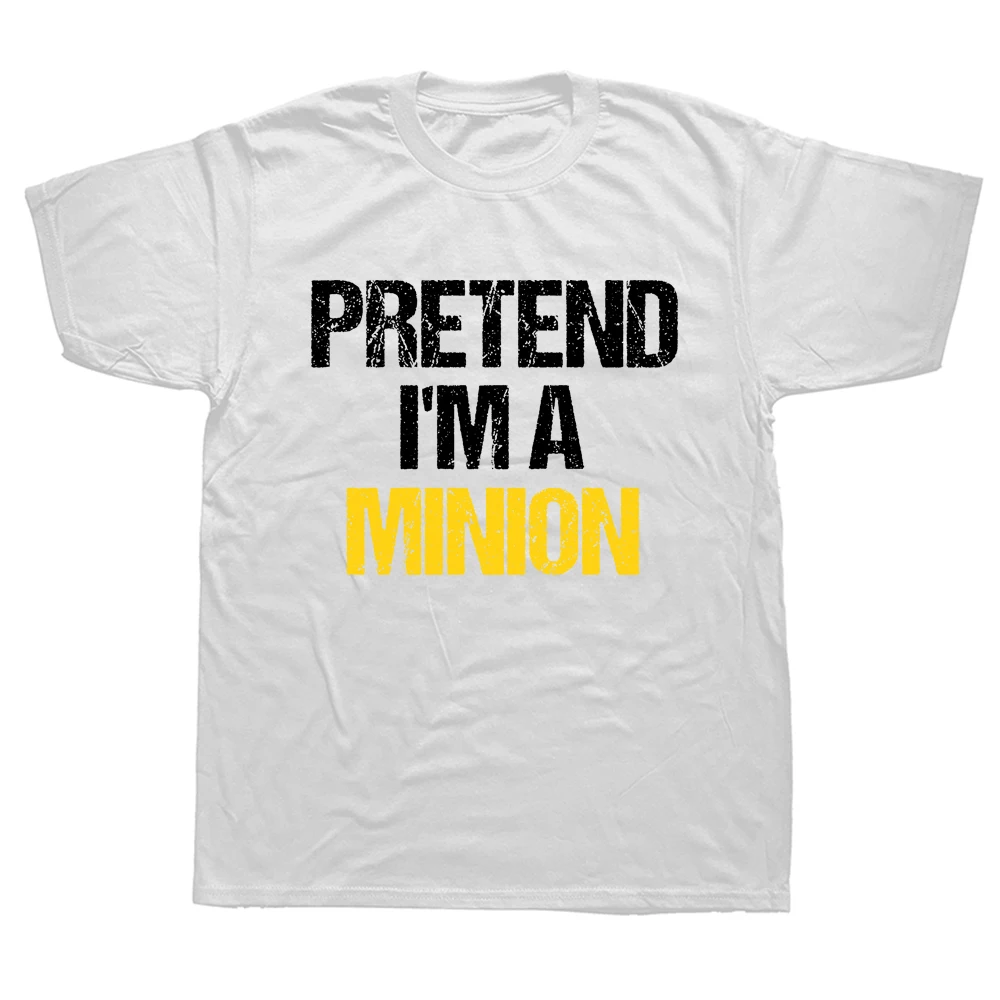 Doe alsof ik een Minion ben Vakantie T-shirt Grappige letters Gedrukte spreuken Grafische T-shirts Halloween-cadeaus Korte mouwen Heren_voghion.com