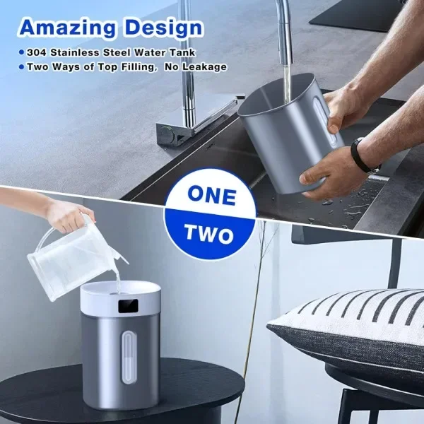 4L Ultrasonic Cool Mist Humidifier with 304 Stainless Steel Tank, Auto Humidity Control, Night Light, and Timer 2