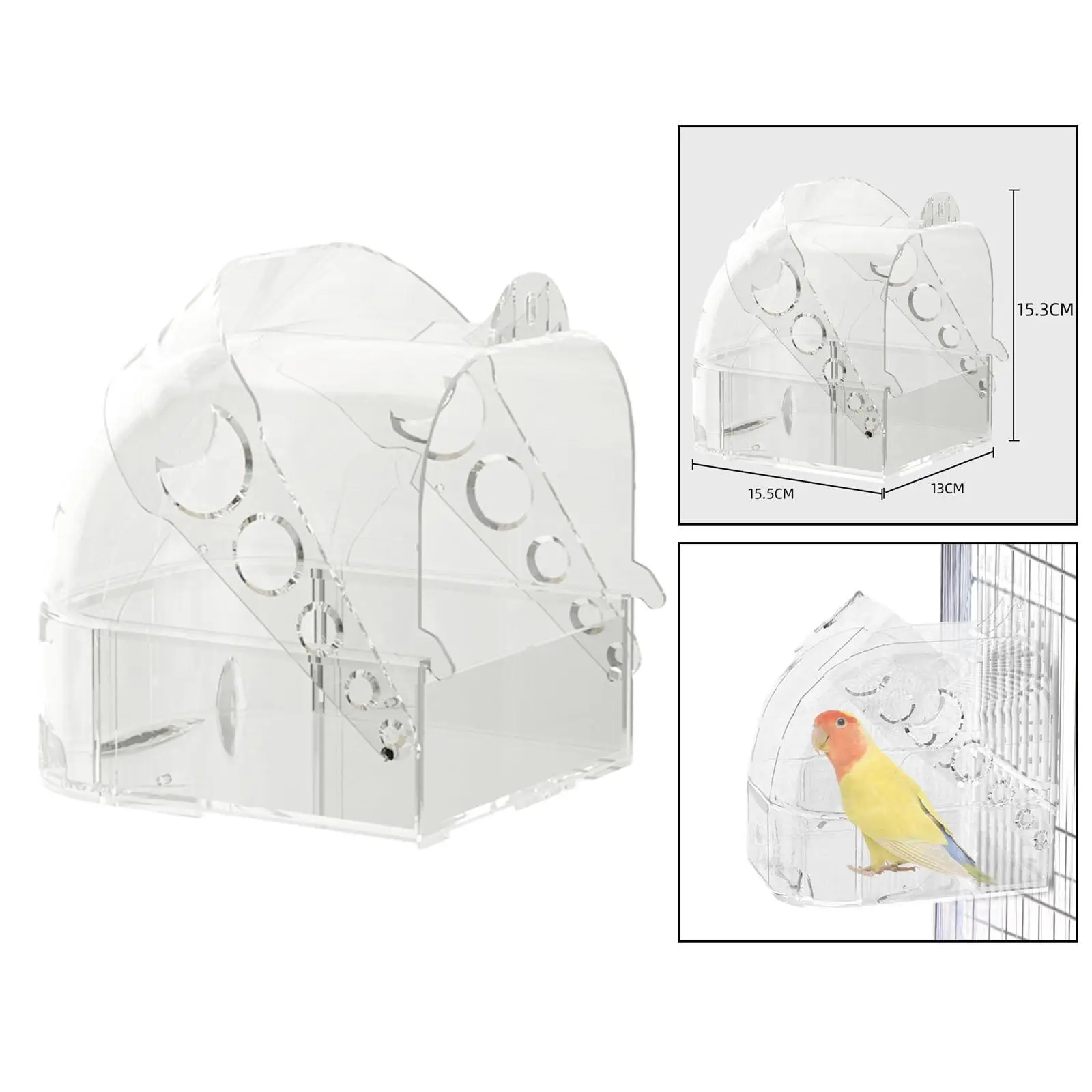 Pet Bird Bath Box Cage Accessories Portable No Leaks Hanging Bird Bathtub for