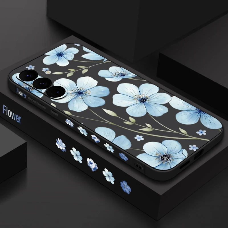 Light Blue Flower Soft TPU Phone Case Cover