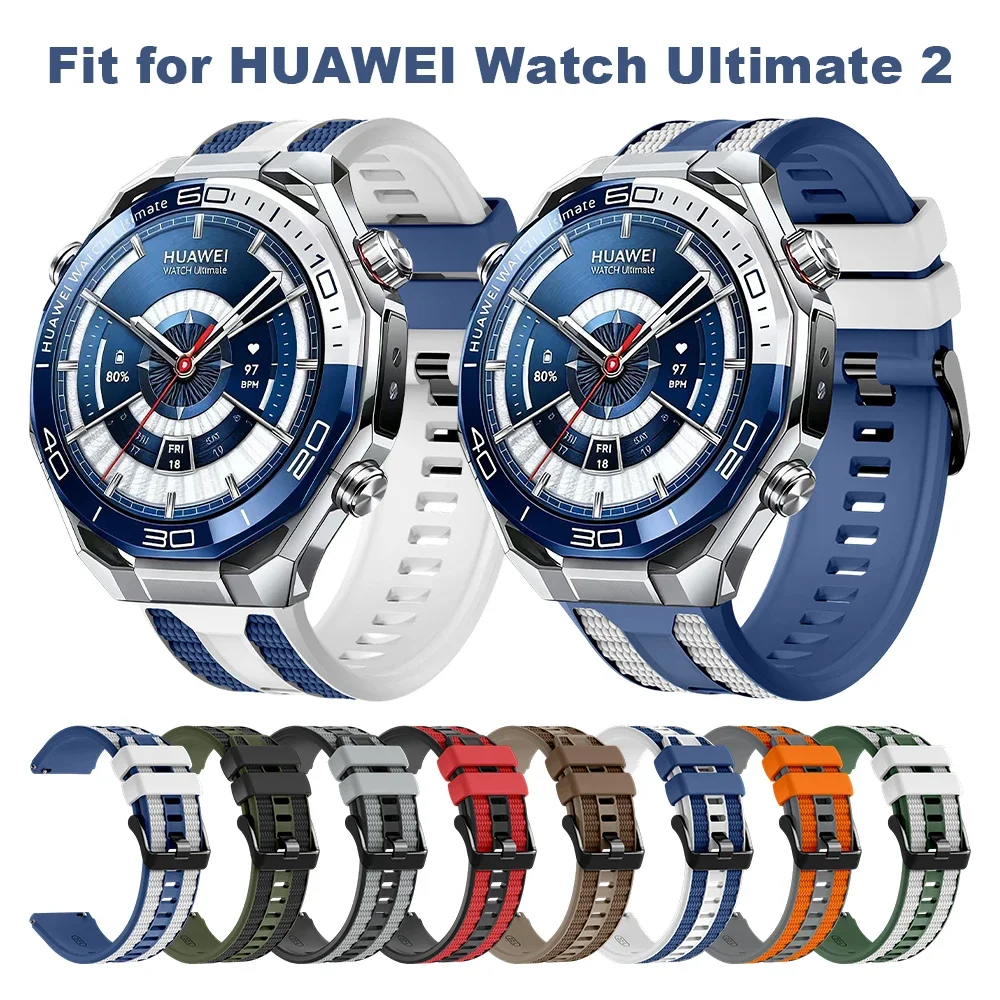 Dual-Color Breathable Silicone Watch Band Strap, 22mm