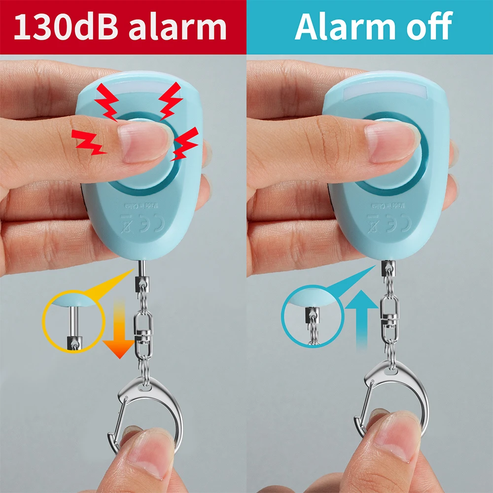 Personal Alarm Keychain Rechargeable With Light 130db Self Defense Siren Safety Alarm For Women Girl Personal Keychain Alarm