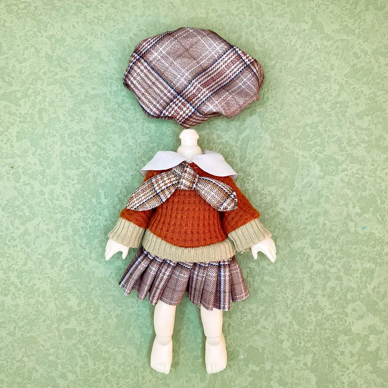 

12cm Bjd Changing Dress Ob11 Cute Princess 16cm Doll Clothing Accessories JK Casual One Piece Set Girl DIY Dress Accessories Toy
