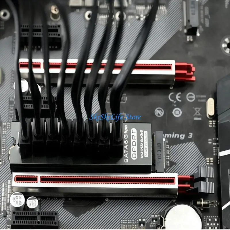 E65E 효율적인 M.2 PCIe-8 SATA3 포트 변환기 6Gbps 빠른 확장 및 금속 케이스