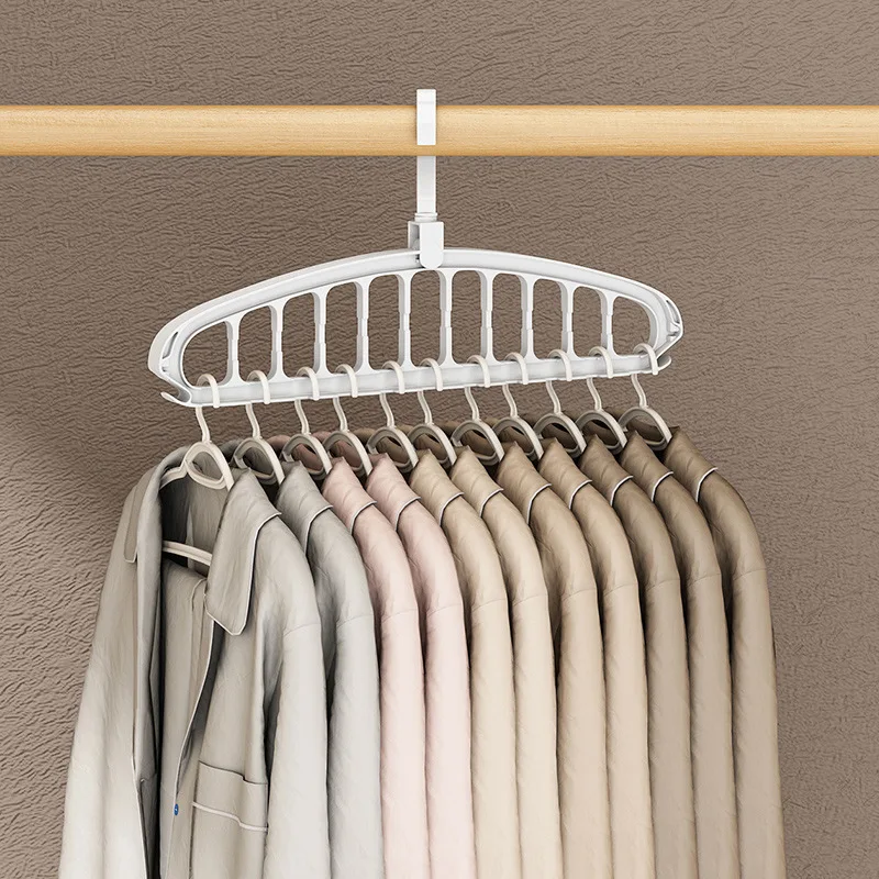 Rotating Folding Clothes Hanger Closet Organizer Multi-port Clothing Drying Rack Foldable Plastic Scarf 11-hole Storage Hangers 5