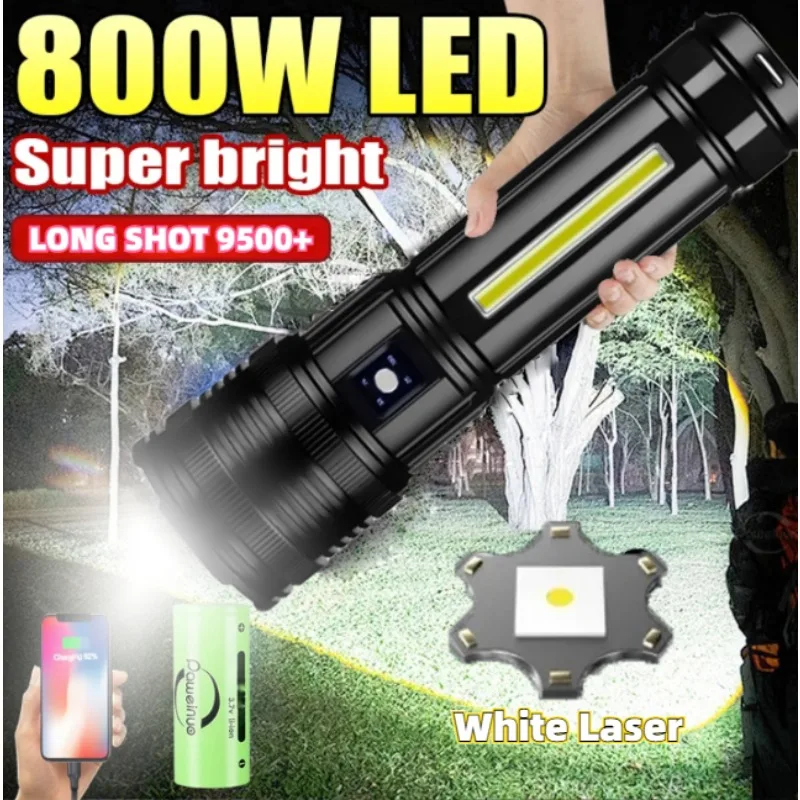 

FLSTAR FIRE Powerful LED Flashlight Type-C Charging Long Range Telescopic Zoom Torch Home Outdoor Fishing Camping Lantern Lamp