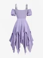 ROSEGAL Plus Size Women's Dresses Flower Printed Lace Up Corset Handkerchief Textured 2 in 1 Dress Asymmetrical Vestidos 5XL - Image 2