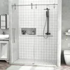 Shower Door, 56-60 in. Wide,Clear Tempered Glass and Seal with Handle and Stainless Steel Hardware,Frameless Sliding Shower Door 2