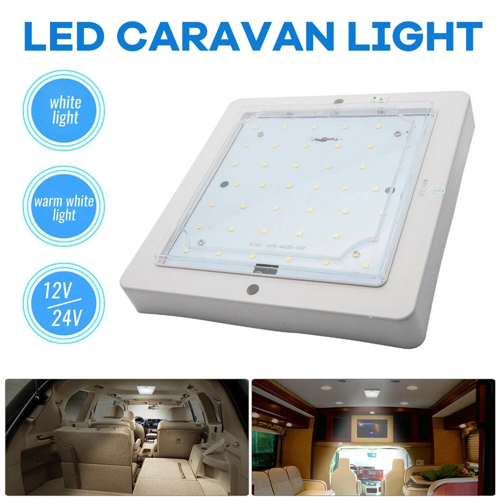 9W 12V Car Caravan RV LED Roof Ceiling Interior Lamp Dome Light motor homes trucks caravans buses boats Sqaure Roof Light 1Pc optical fiber light twinkle star ceiling kit bluetooth phone app smart control starry car led kid room ceiling sky new lamp hot