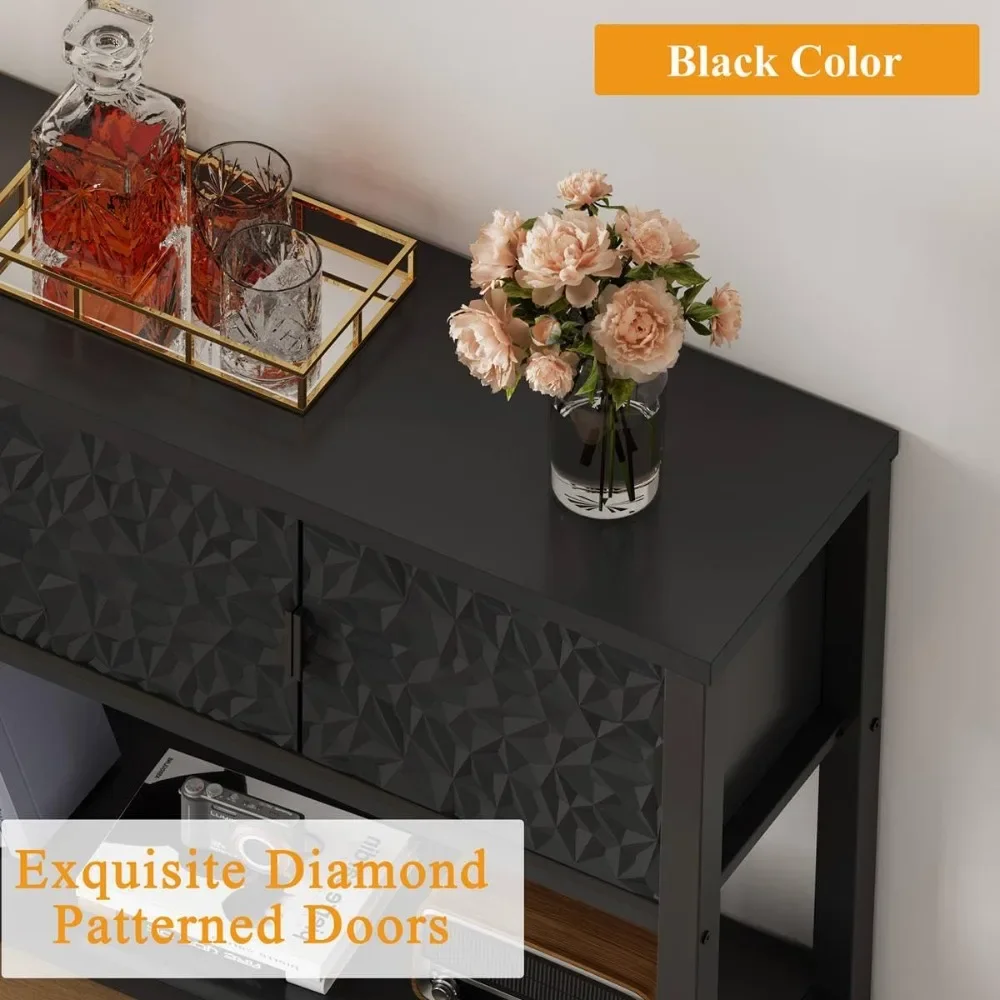 Console Sofa Table, Modern Entryway Table with Sehves, Couch Table with Storage (47.24 Inch Wide, Black) 3
