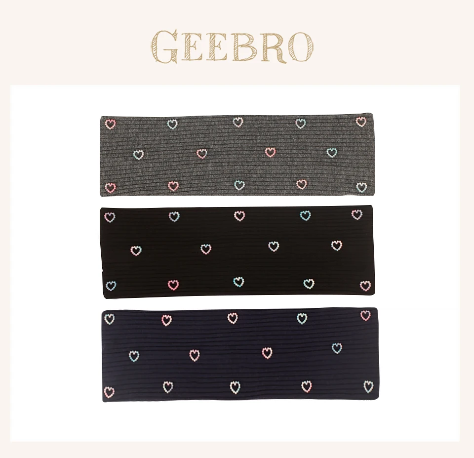 Geebro Frauen gerippt elastische Perle Herz Stirnband weiche Schleife Stern Streifen Haarband Yoga laufen slouchy Mädchen Haarschmuck – Detail 1