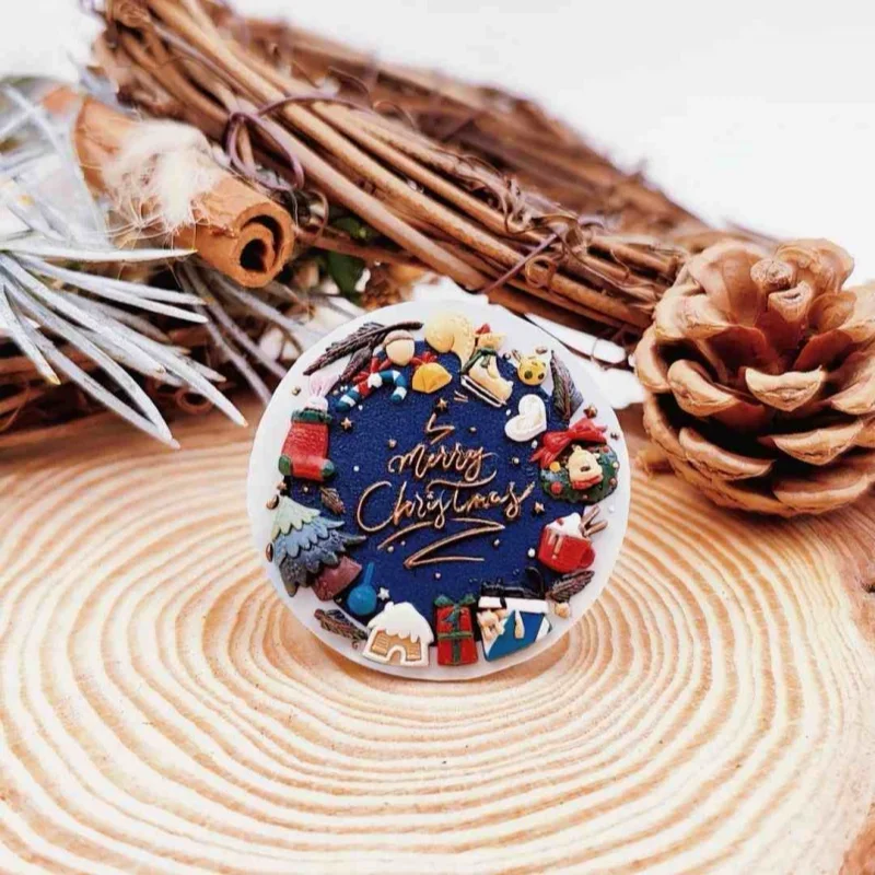 Creative Stamp Fire Stamp Wax Brass Head Christmas Bear Cake Opposite Embossed Peace Fruit Tree Wishing Socks Toy