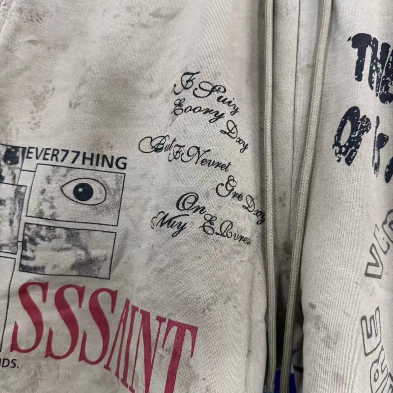 Y2K Grunge Sweat Shorts Men Vintage Washed Graphic Print Loose Fit Streetwear Casual Shorts 4