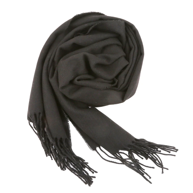 Cashmere Bright Solid Colors Women Cycling Scarf Winter Shawl And Wrap WithTassel Female Foulard Thick Blanket Warming Scarf 3