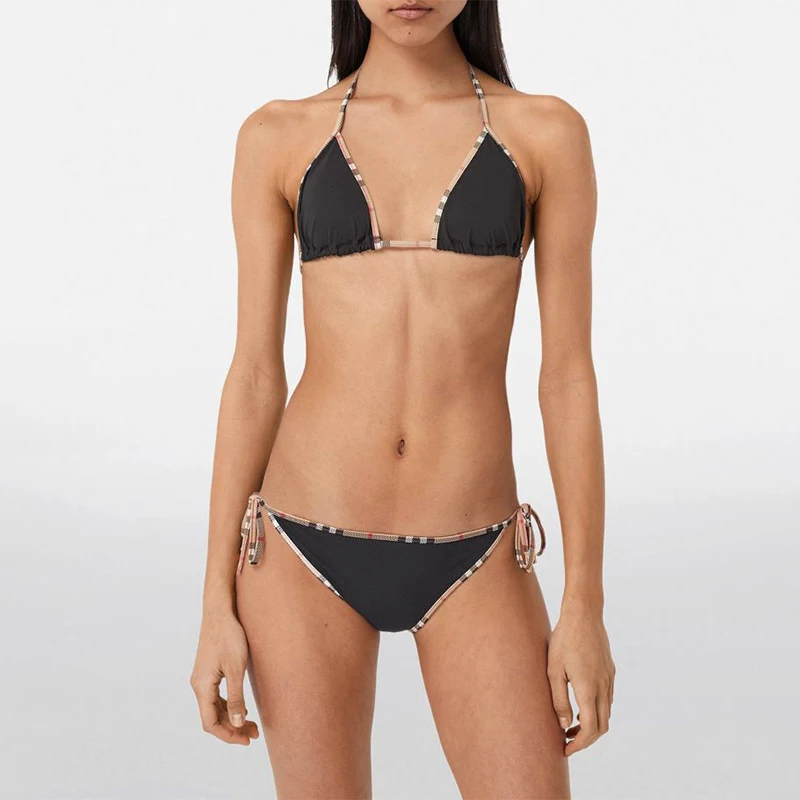 Luxury Designer Brand Bikini Sets Classic Checkered Print Women Swimsuit Thong Fashion Sexy Beach Swimwear Summer Clothing