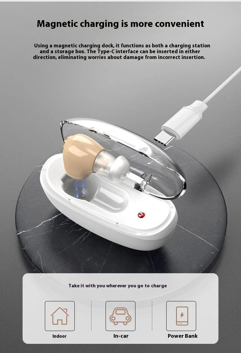 1 Pcs Wireless Rechargeable Hearing Aid Digital Chip Invisible Professional Soun