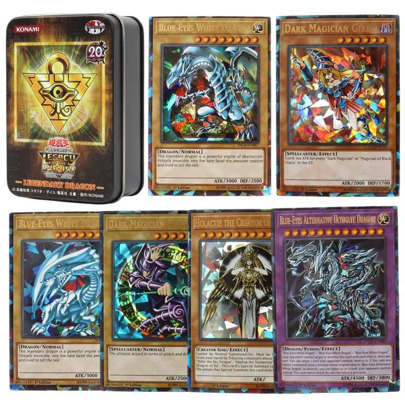 72Pcs Yugioh Cards Con Scatola Di Latta Yu Gi Oh Card Holographic English Version Golden Letter Duel Links Game Card Blue Eyes Exodia