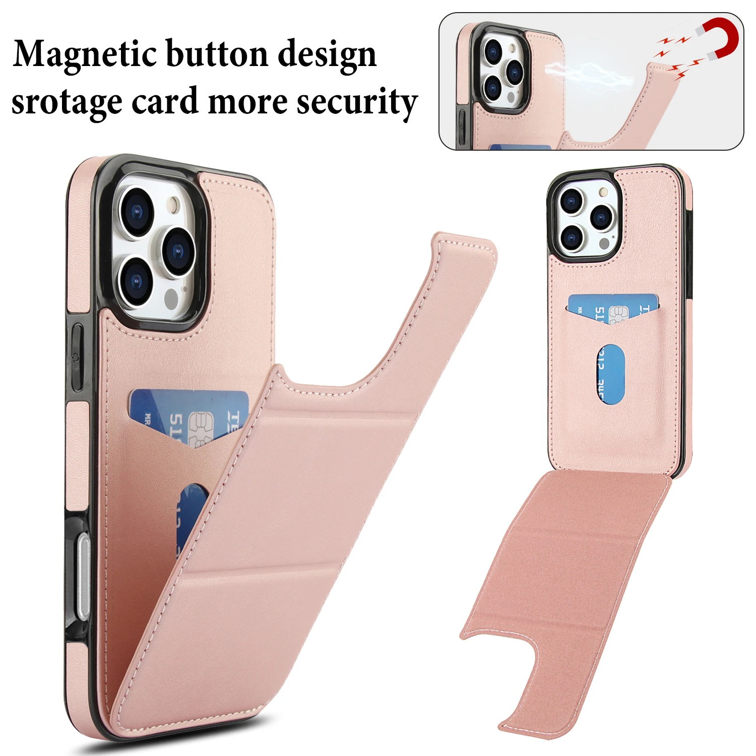 Three-Fold Leather Case with Kickstand & Card Slot - Magnetic Shockproof Cover