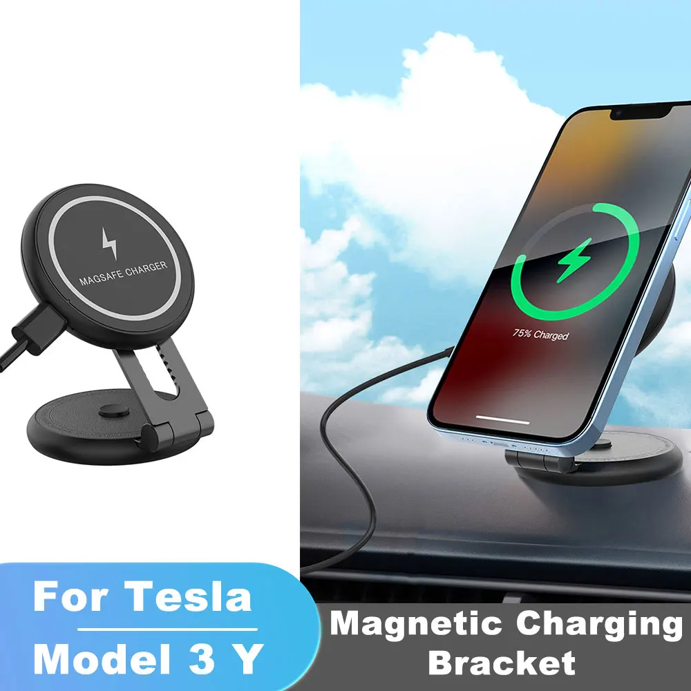 For Tesla Model Y Magnetic Car Phone Holder Wireless Charger