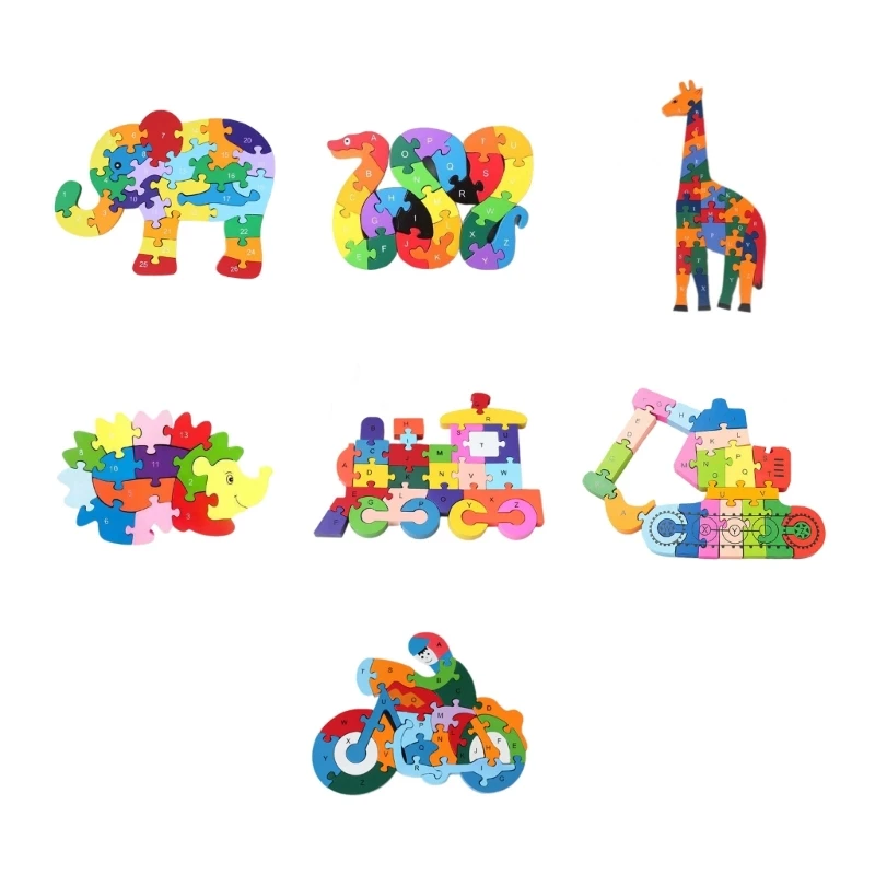 Wooden Kids Puzzles Animal/Train/Digger/Motorcycle Puzzle Montessori Gifts DropShipping