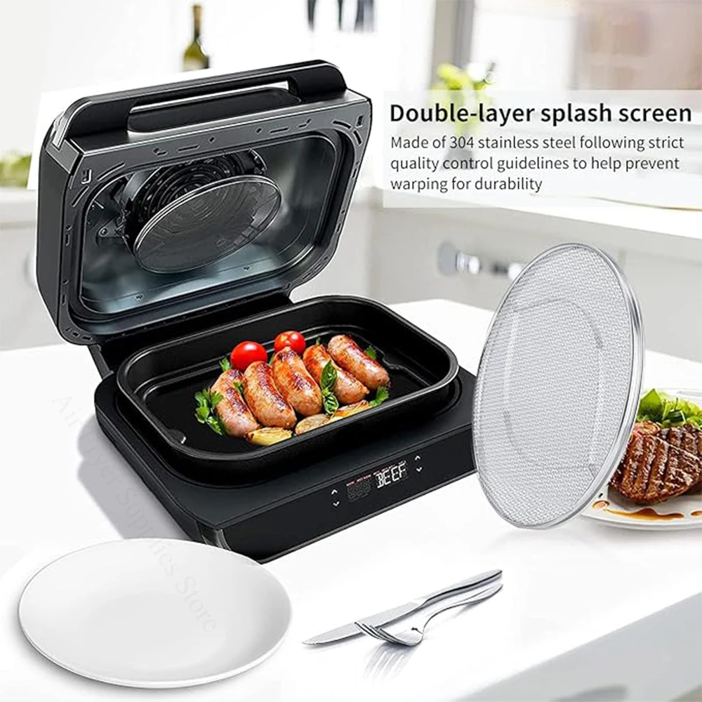 Splatter shield Stainless Steel Splash Guard For Ninja Foodi FG551 Reusable Replacement For Ninja Smart XL 6-In-1 Indoor Grill Accessories