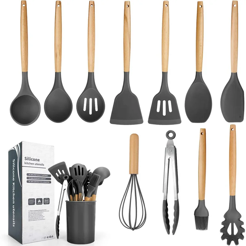 

12PC Silicone Kitchen Utensil Set, Gadget Set, Cooking Tools, Kitchen Accessories,Spatula,Spoon,Turner,Tongs,Brush,Whisk