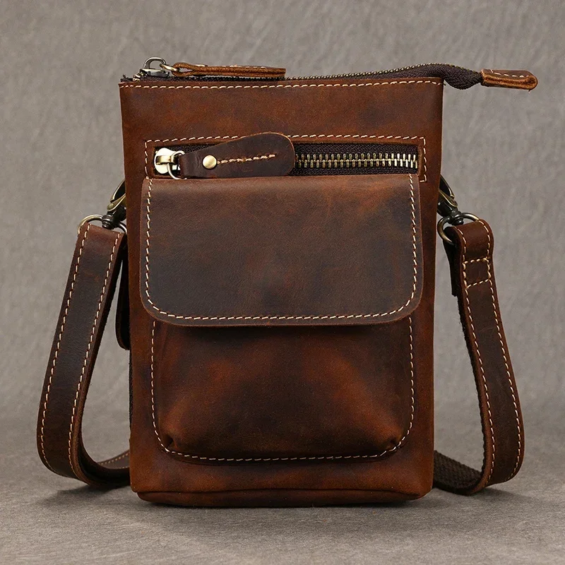 Genuine Leather Men's Waist Bag Fanny Pack