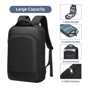 Мужской деловой водонепроницаемый рюкзак EURCOOL, черный классический рюкзак для ноутбука 15,6 дюйма, сумка на плечо для путешествий,