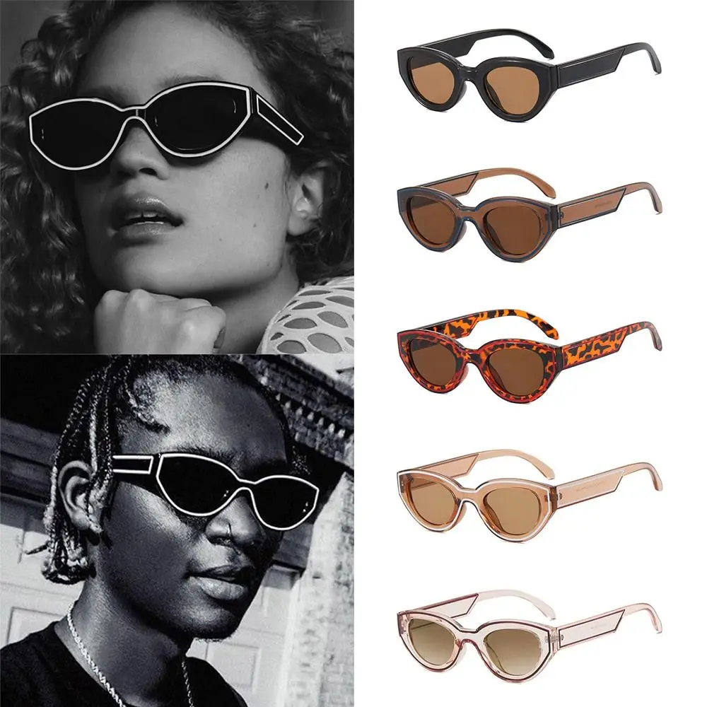 

Hip Hop Cat Eye Sunglasses Striped Decoration Beach Travel Streetwear Eyeglasses UV400 Black Shades for Women & Men