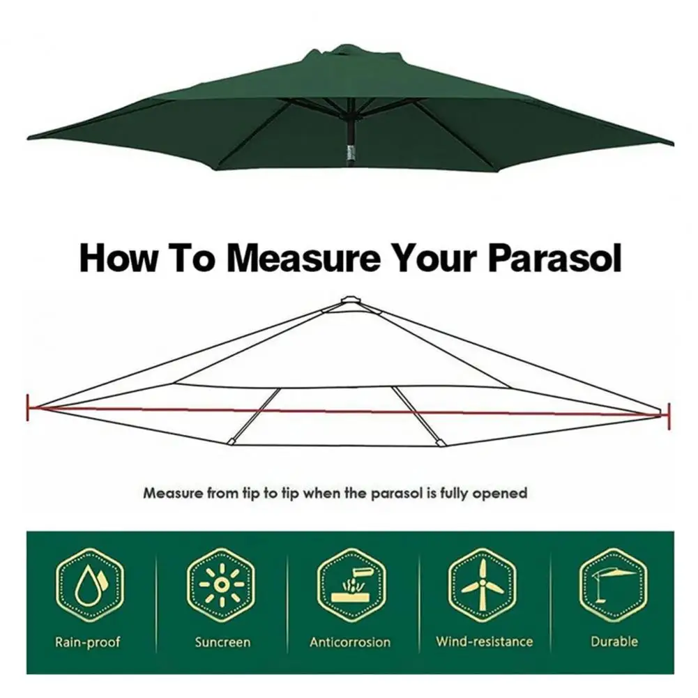 200/300CM Umbrella Top Replacement Canopy Waterproof Outdoor Garden Patio Backyard Market Fabric Sunshade Cloth Parasol Cover