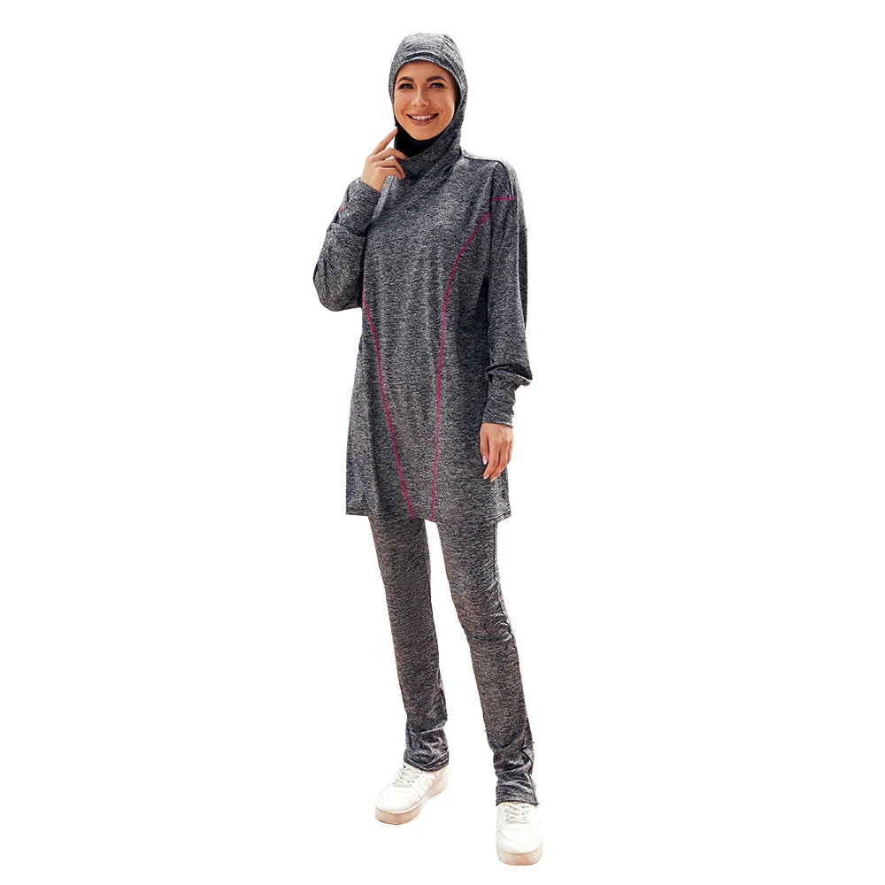 Modest Muslim Southeast Asia Split Home Yoga Two-piece Hooded Top Covers Full Envelopment Conservative Patchwork Sportswear
