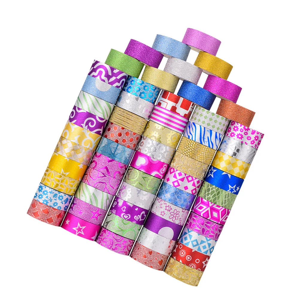 

60 Rolls Glitter Tape Decor Washi Adhesive Paper Decorative Manual Notebook Masking Gift Wrapper Sticker