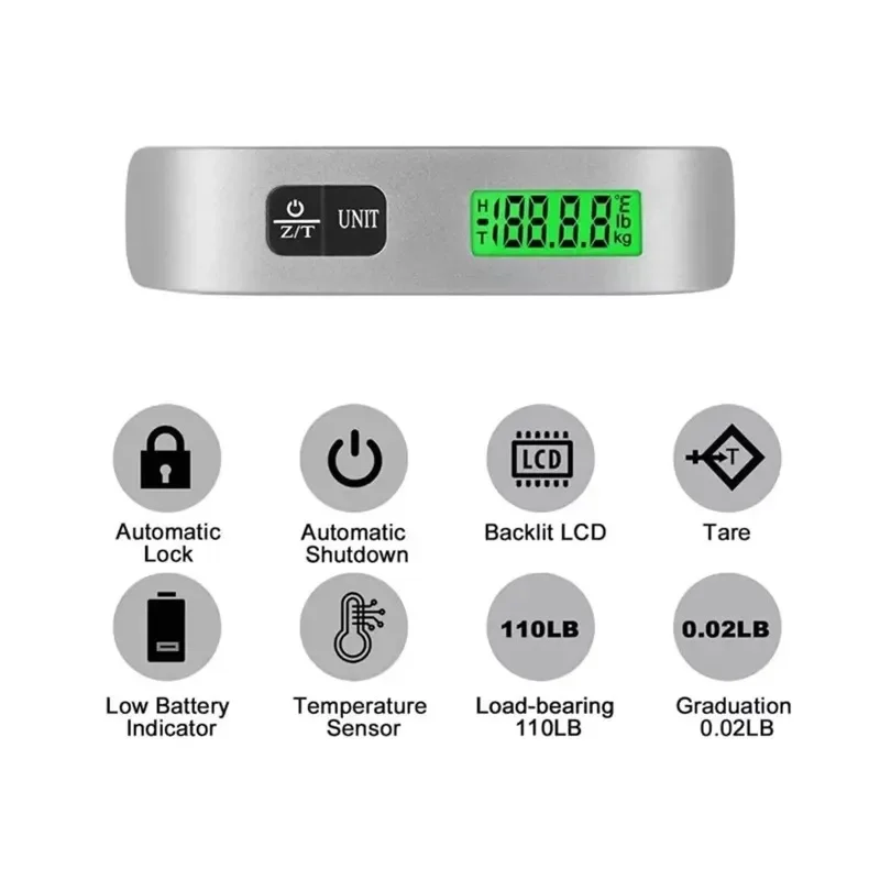 Portable Digital Luggage Scale with LCD Display and Overload Alarm