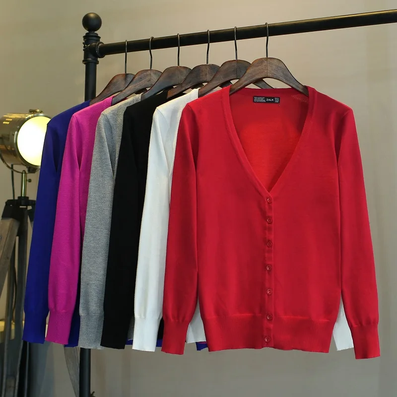 

Candy Color Versatile Cardigans Sweaters Women 2021 Autumn Spring Single Breasted V-Neck Casual Knit Tops Solid Jackets Jumpers