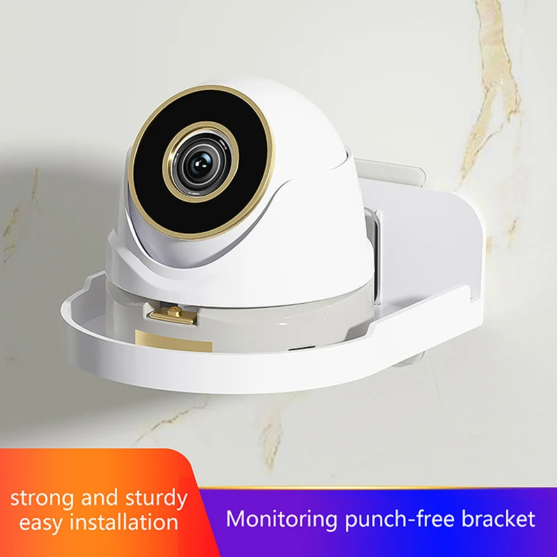 Security Surveillance Camera Stand security camera stand,camera holder stand,camera holder,surveillance camera,security wall mount bracket,security camera bracket,camera mount panel,camera mounting base,security camera mount Punch-Free New Traceless Wall-Mounted Bracket Home Self-Adhesive Drill-free Fixer 1pcs