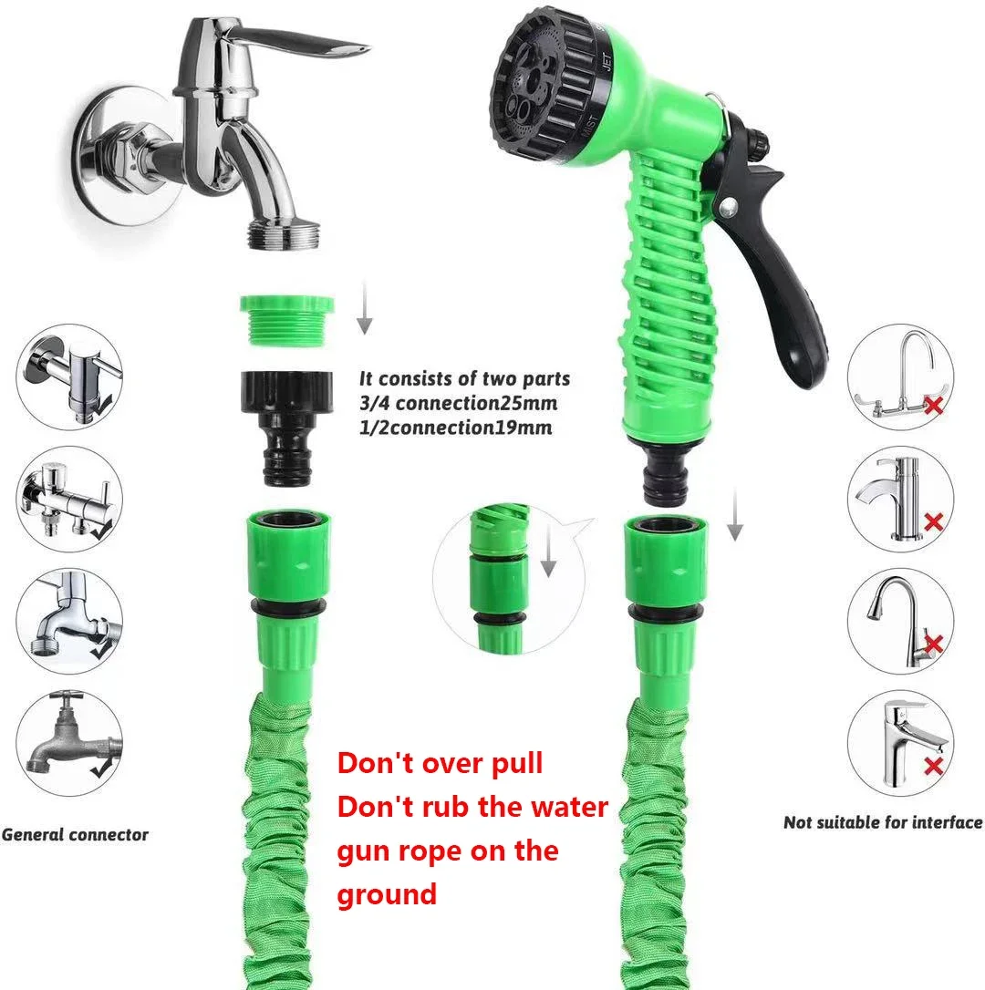 Expandable Garden Hose with 7 Patterns - Flexible Water Gun Sprayer for Car Wash