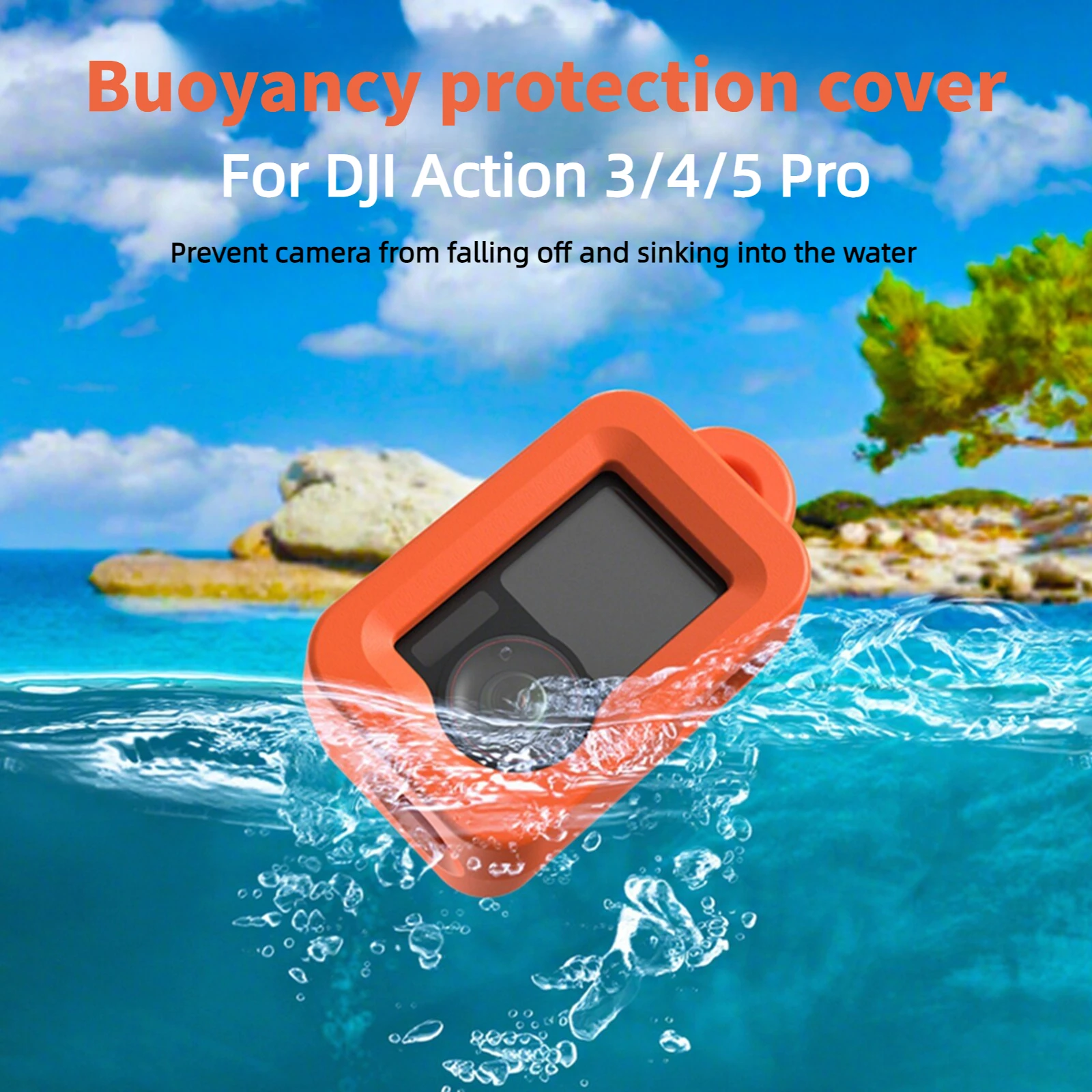 Étui en mousse pour DJI Osmo Action 4, ouvert avec la caméra à l'intérieur, prêt pour la plongée.