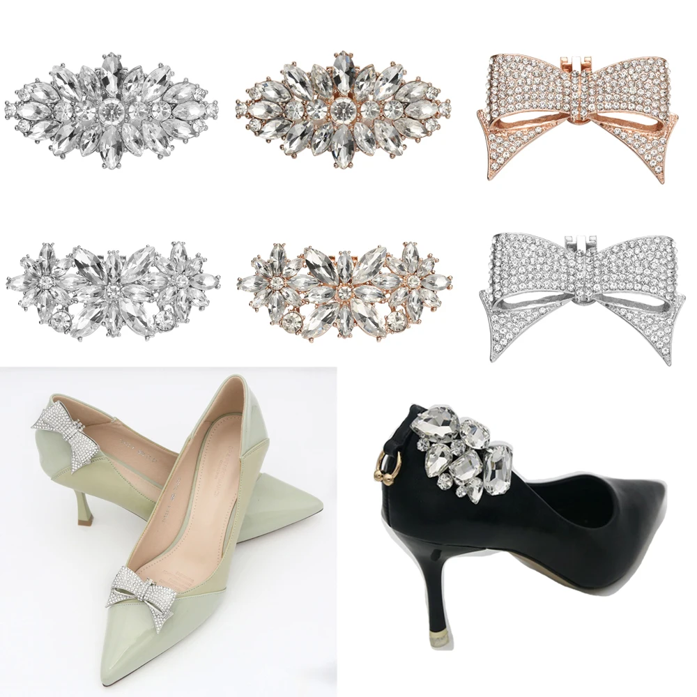 1PcShoeDecorationsClipShinyRhinestoneSquareClampCharmBuckle