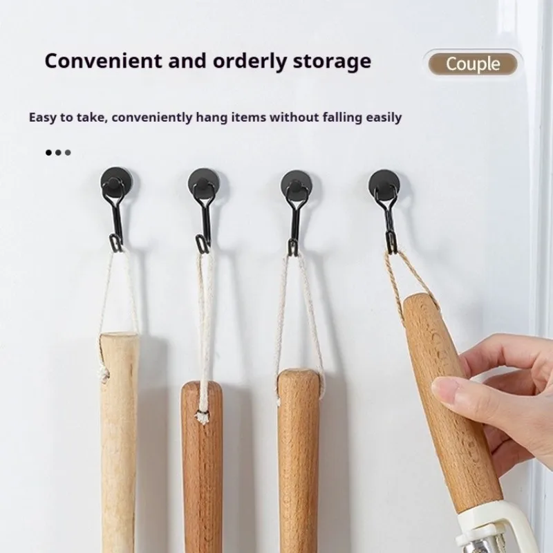 Neodymium Magnetic Hooks 5KG 360&deg; Rotating No Drill Hangers for Fridge/Doors 4PCs Heavy Duty Kitchen Organizer