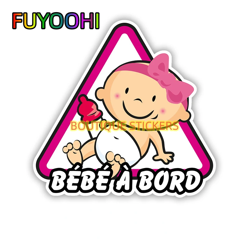 

FUYOOHI Beautiful Stickers Personality Baby on Board In Frence Colorful Sticker Motorcycle Decals Waterproof Sunscreen Decal