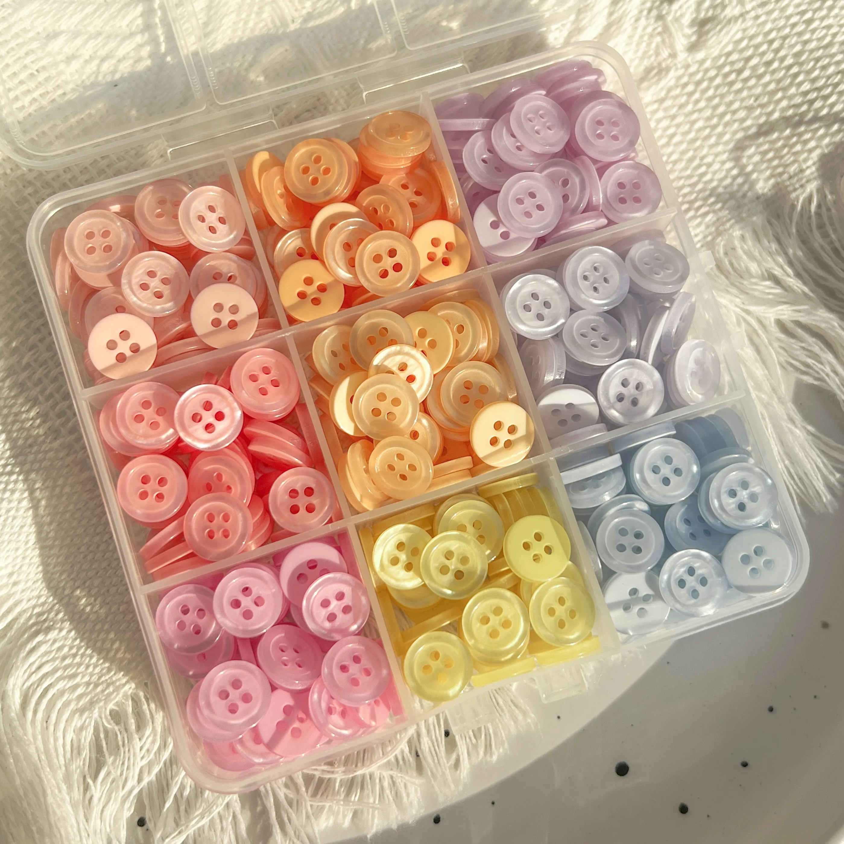 Colorful 10MM Resin Buttons Rotundity Household Handmade DIY Buttons Sewing Supplies Clothing Accessories Material Box 450PCS