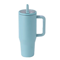 Personalized Insulated Stainless Steel Water Bottle with Straw - 40oz Flask - 1200ml (Sky blue)
