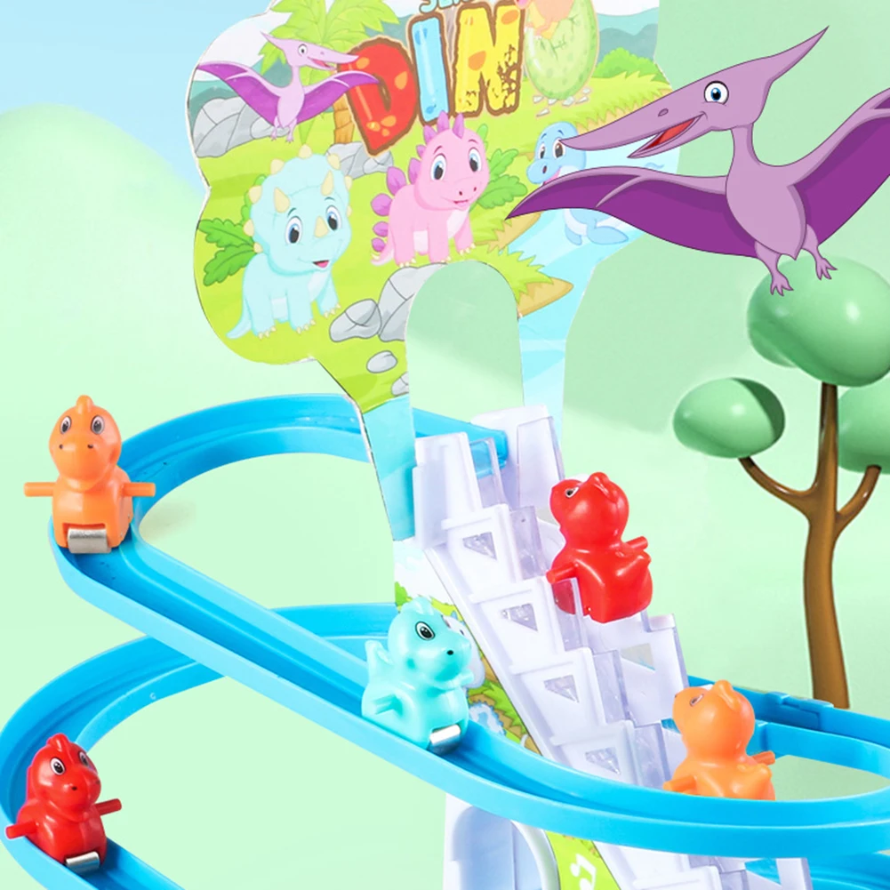 Racing Car Train Toys Slide Climbing Stairs Toys 3PCS Racing Car Train Toy Duck/Pig/Dinosaur/Penguin Climb Stairs Toy Early Educational for Slide Climbing Stairs