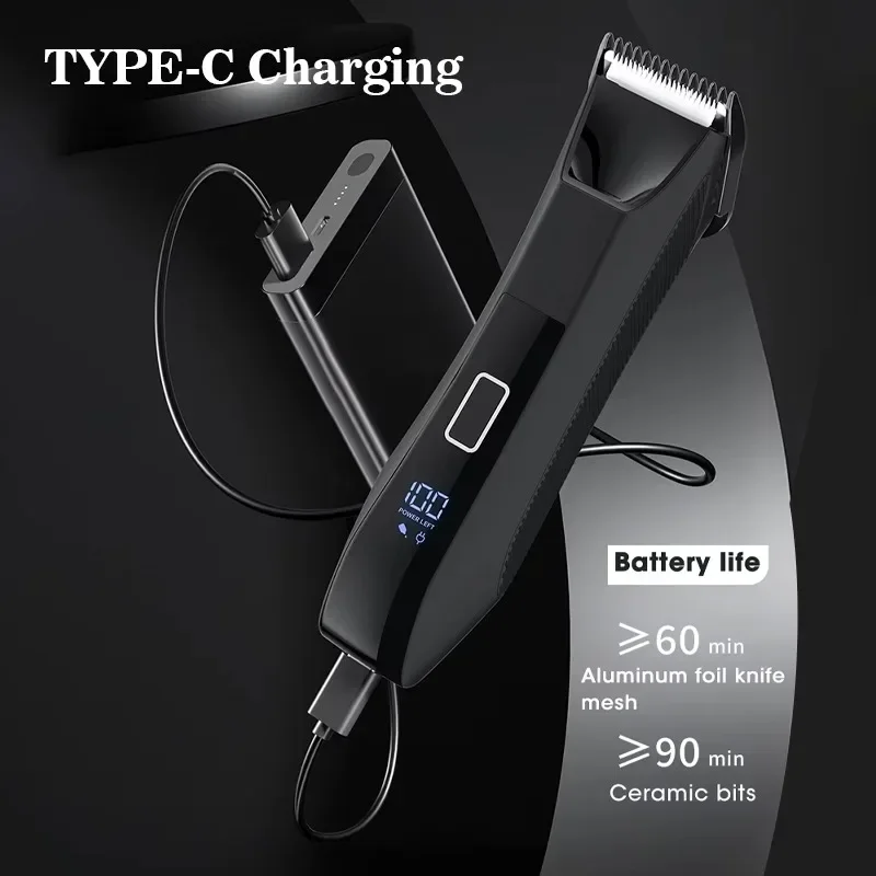 Groin & Body Hair Trimmer – Dual-Head Safe Trimmer & Foil Blades, Waterproof Wet/Dry Groomer USB-C Rechargeable with Travel Lock 6
