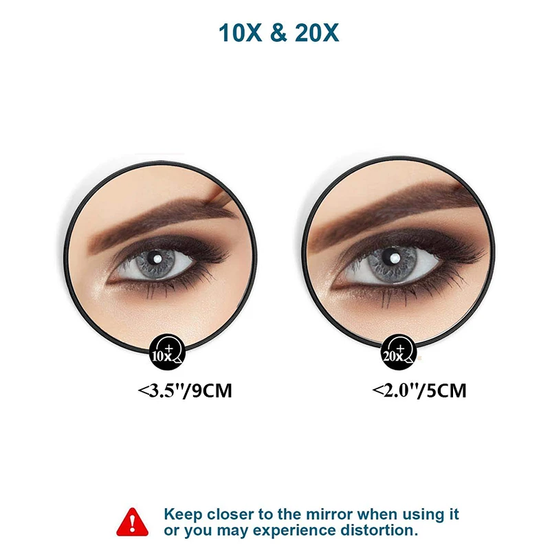 확대 메이크업 거울, 흡입 컵 2 개 포함 확대경, 3.5 인치, 10X, 20X, 30X