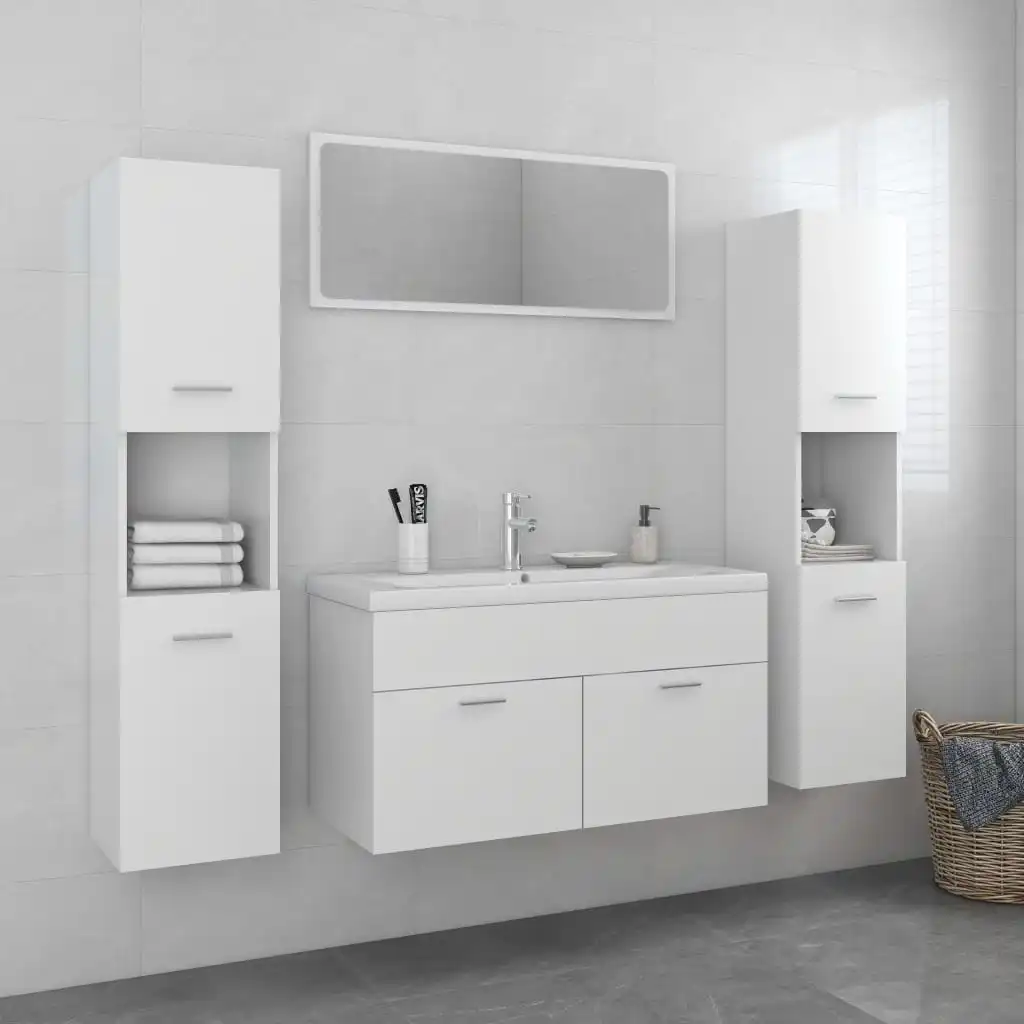 Set Di Mobili Da Bagno Bianco Agglomerato