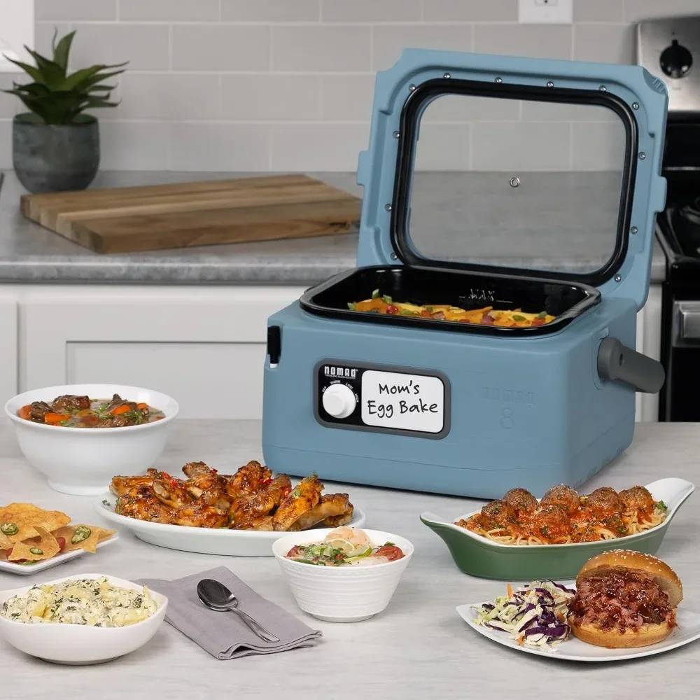 Slow Cooker 8-quart, Cool-touch Exterior and Swing-up Handle, Removable Porcelain Enameled Cooking Pot, Slow Cooker